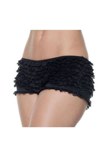 Pantalones cortos negros con volantes talla extra