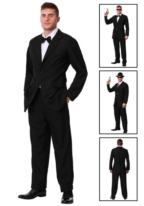 Disfraz de traje negro talla extra