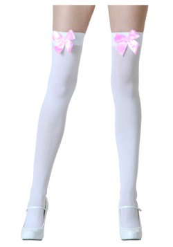Medias blancas con lazos rosas