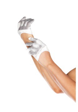 Guantes de satén cortos blancos