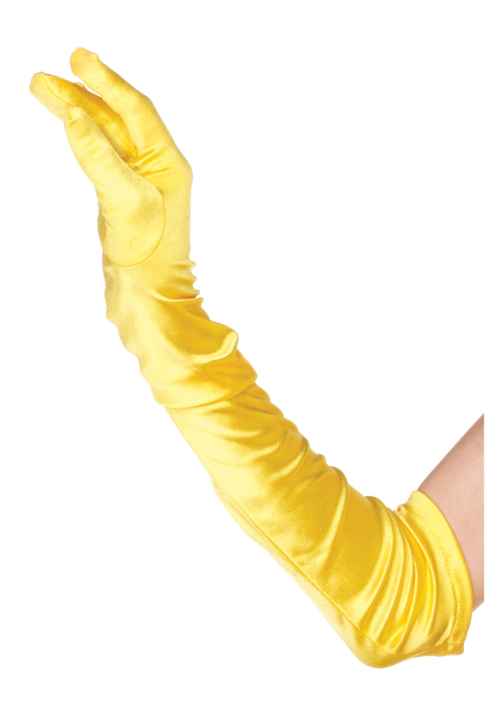 Guantes largos de color amarillo y talla única de 42 cm.