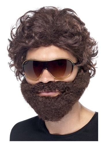 Peluca de vikingo café con barba y bigote