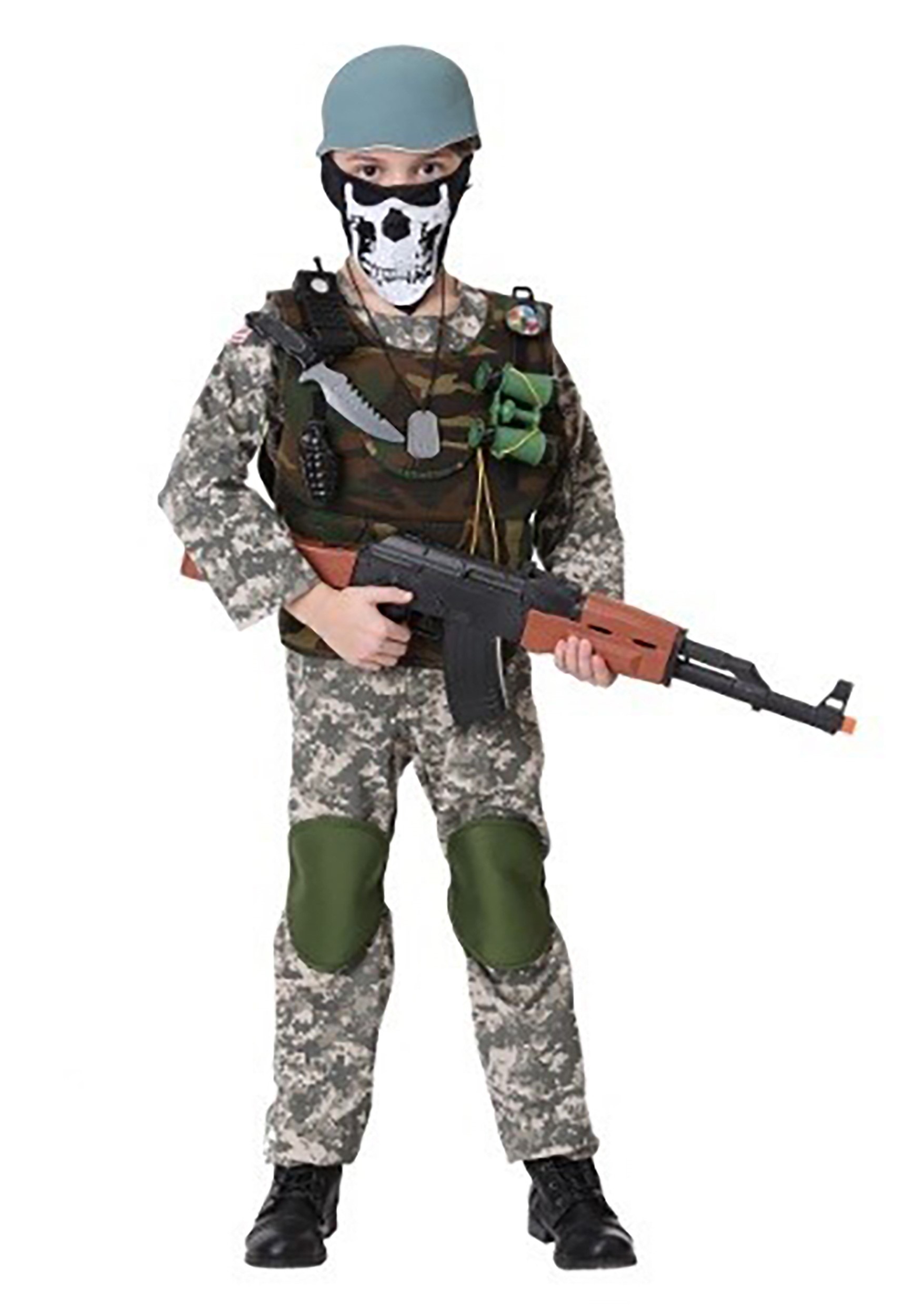 Disfraz de soldado con camuflaje para hombre