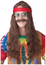Peluca y bigote de hombre hippie