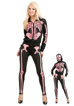 Sudadera rosa con capucha Skeleton para mujer
