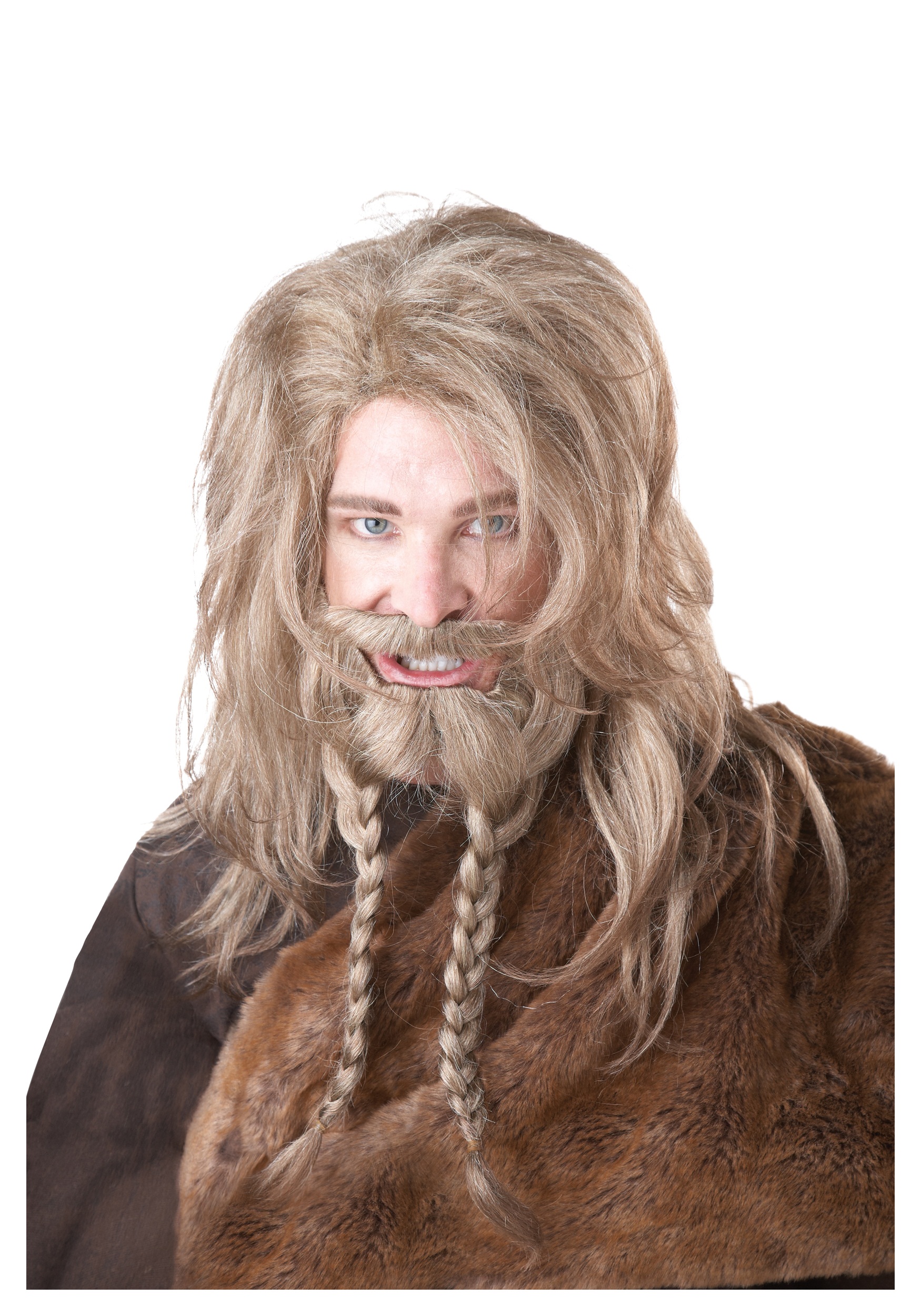 Peluca con barba y bigote Vikingo deluxe