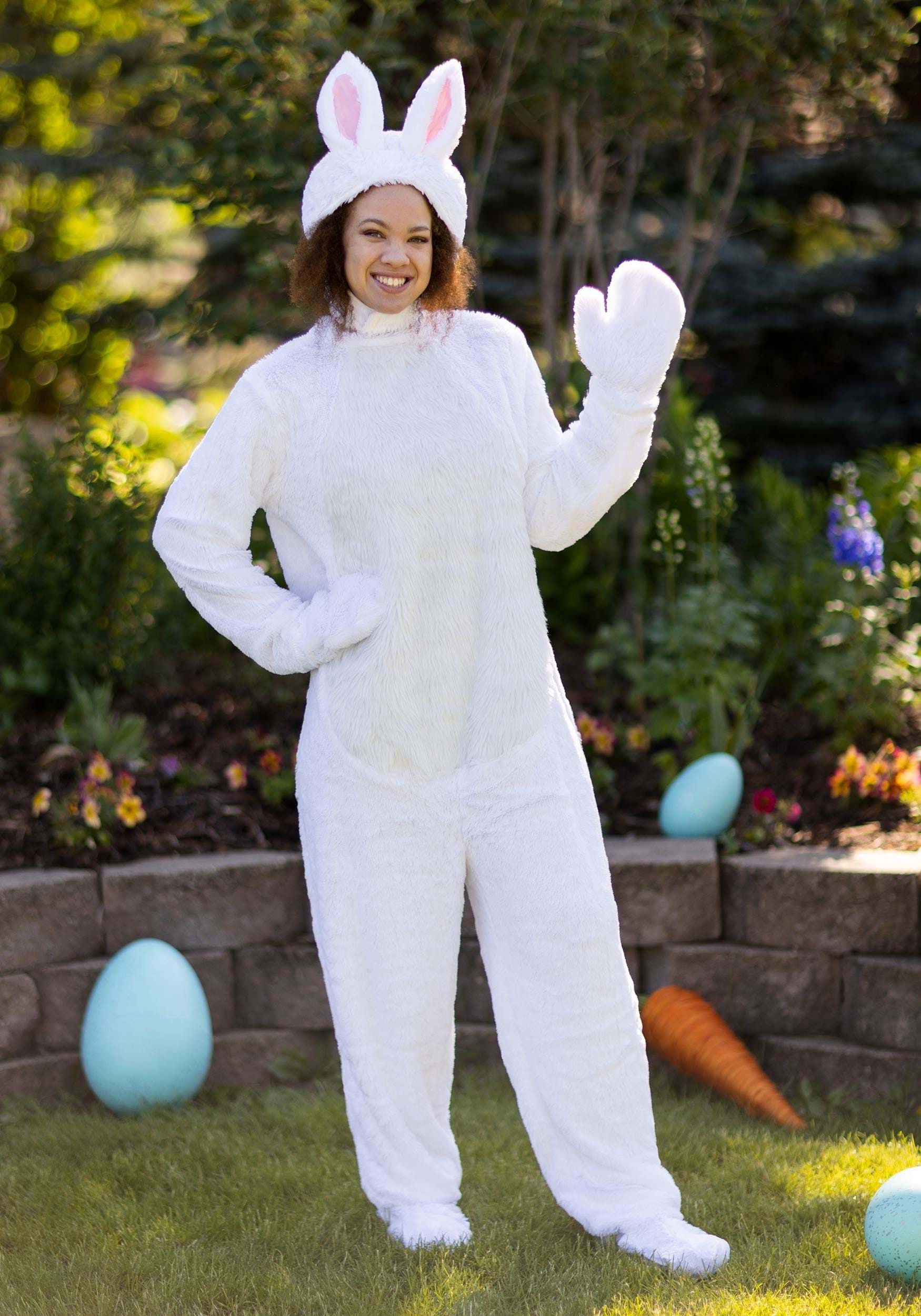 Motel Grapa Retener Disfraz de conejo blanco para adulto