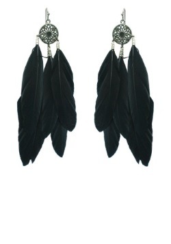 Pendientes de plumas negras