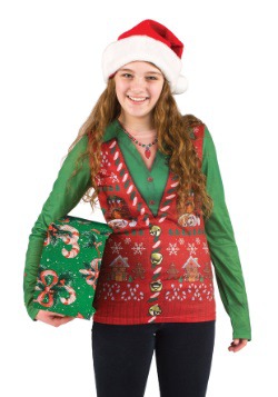Chaleco suéter feo de Navidad para mujer