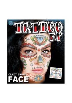 Tatuaje temporal de Candy Skull para la cara