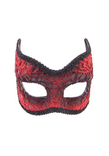 Máscara diabólica de encaje rojo para adulto