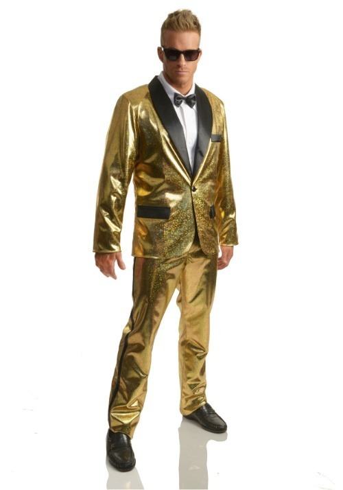 Disfraz de esmoquin Gold Disco Ball para hombre