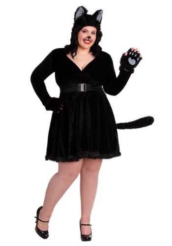 Disfraz de gato negro de talla grande para mujer