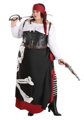 Disfraz de pirata de talla grande para mujer, vestido pirata favorecedor y  ajustado a la forma, disfraz de Halloween, talla normal y grande (color A