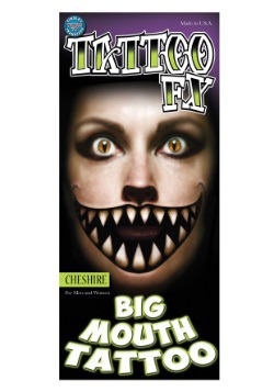 Tatuaje temporal Big Mouth del Gato de Chesire
