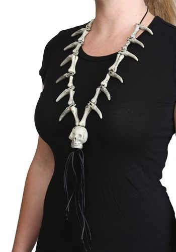 Faux Ivory Necklace W / Skull Pendant