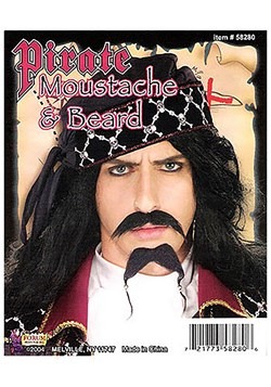 Barba y bigote negro de pirata
