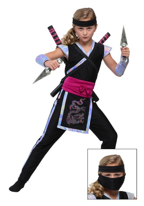 Disfraz de ninja del arco iris para niña