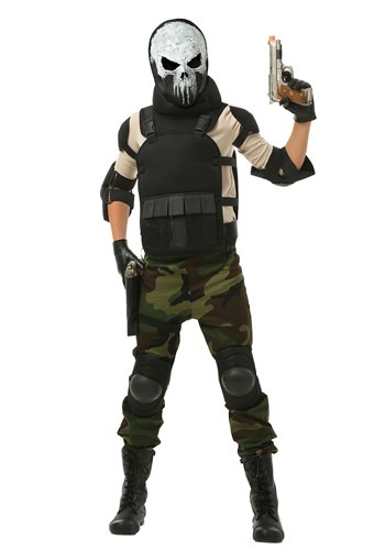 Disfraz de ejército de élite para niños con chaleco militar, casco de  juguete y accesorios, máscara de calavera, disfraz de soldado de Halloween  para