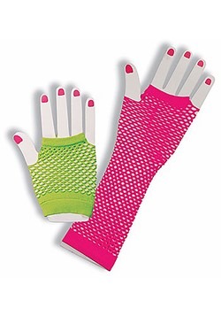 Guantes sin dedos de red neón