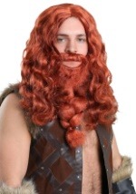 Set de peluca y barba Viking rojo para adultos