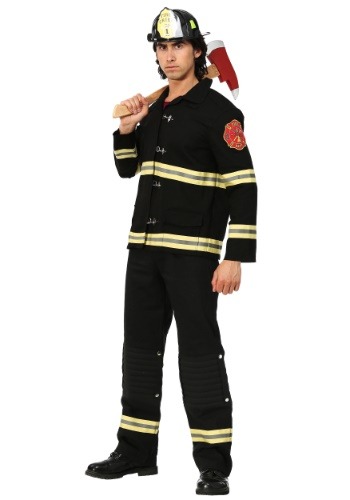 Disfraz de bombero uniforme negro para hombre