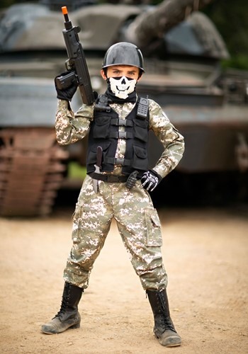 Disfraz de soldado de batalla para hombre, máscara de calavera, disfraz de  camuflaje del ejército