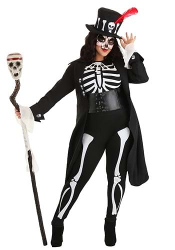 Disfraz de esqueleto vudú para mujer talla extra