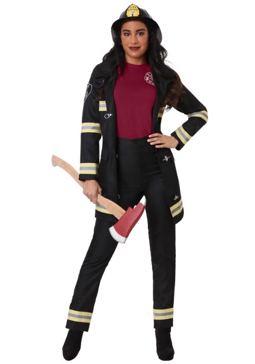 Disfraz de bombero negro para mujer talla extra