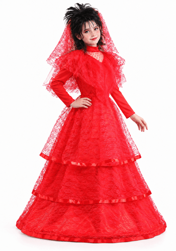 Vestido de novia rojo gótico infantil