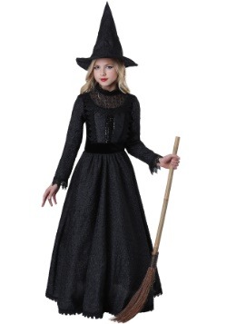 Disfraz de bruja oscura de lujo para niña