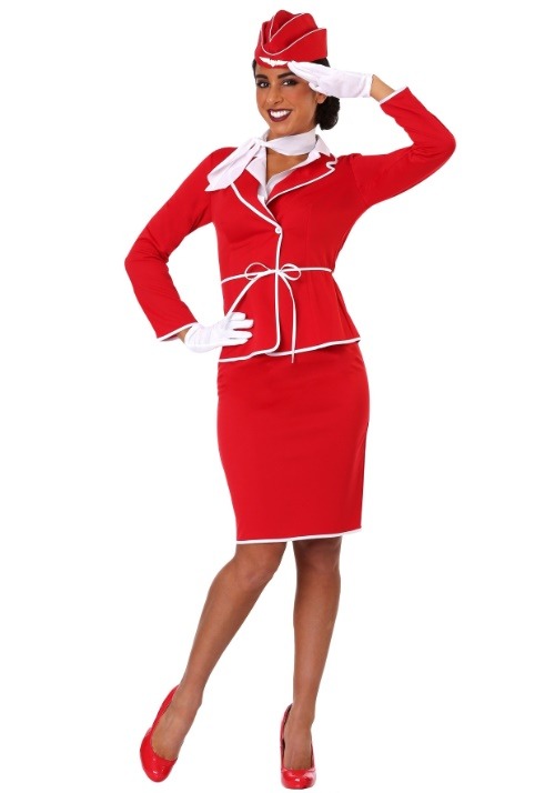 Disfraz de asistente de vuelo de primera clase para mujer