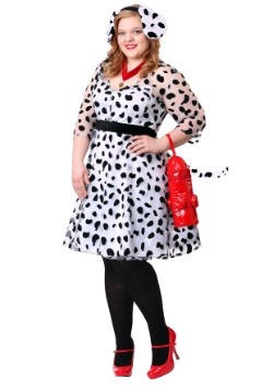 Disfraz de dálmata elegante talla extra para mujer