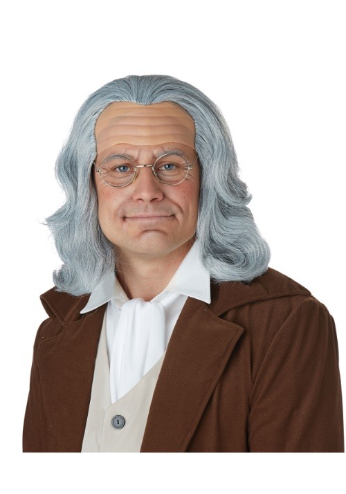 Peluca Benjamin Franklin para adultos