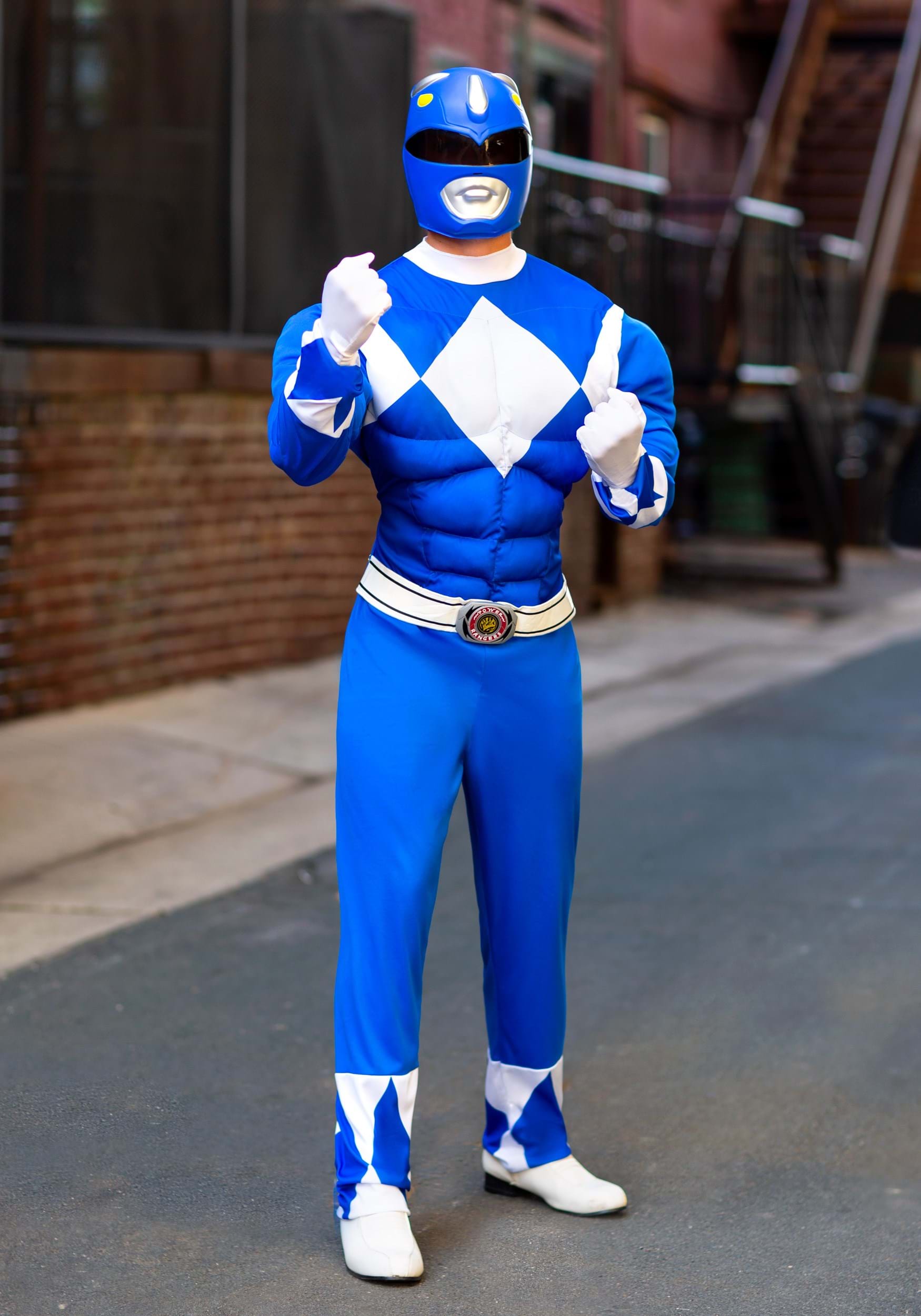 Mierda Desenmarañar solitario Disfraz de Power Ranger Azul musculoso para hombre