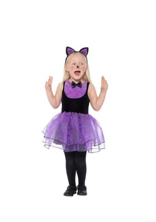 Disfraz de gato púrpura para niños pequeños