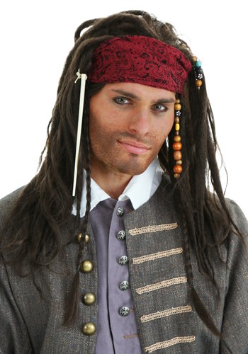 Halloween Hombre Adulto Pirata Capitán Jack Sparrow Peluca Sombrero Piratas  Del Caribe Accesorios A