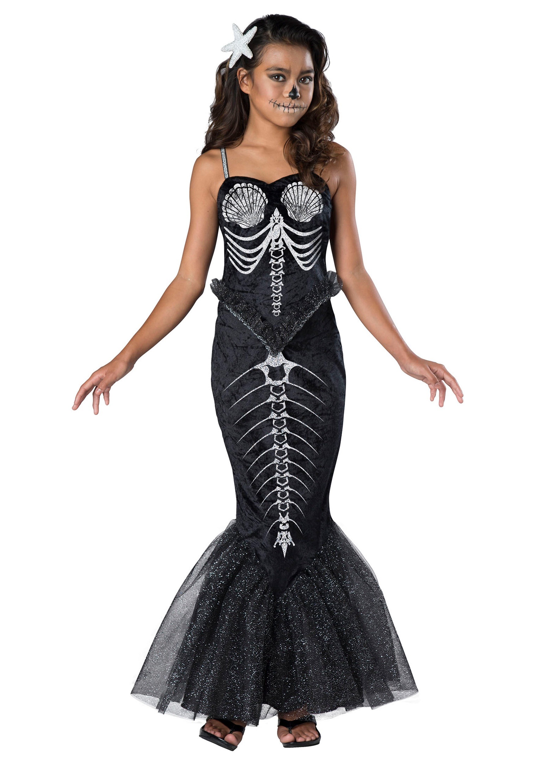 Disfraz de esqueleto de sirena para niñas