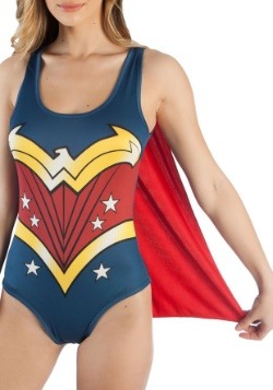 Disfraz de leotardo con capa de Mujer Maravilla de DC Comics