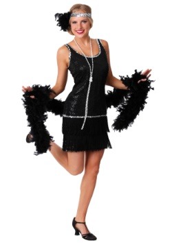 Vestido con lentejuelas y flecos negro