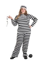 Women's Vintage Striped Prisoner Costume Alt 2