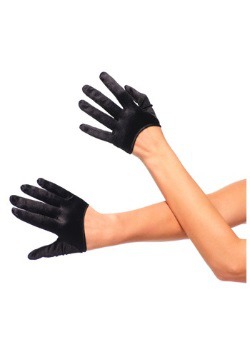 Guantes de satén cortos negros