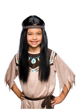 Peluca infantil negra de Pocahontas